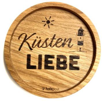 Holzpost Untersetzer aus Eiche "Küsten LIEBE"  