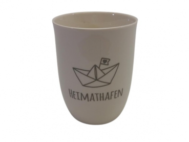 Mea Living Tasse mit Henkel 500 ml "Heimathafen Papierboot" anthrazit