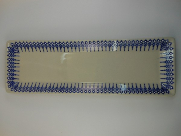Seifenschale aus Porzellan rechteckig blau 2 versch. Dekore für 3 Seifen