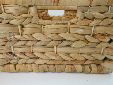Regalkorb Schrankkorb Aufbewahrungskorb Korb aus Wasserhyazinthe quadratisch mit Holzrahmen