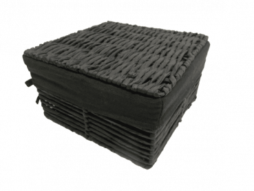 Aufbewahrungskorb mit Deckel quadratisch in schwarz