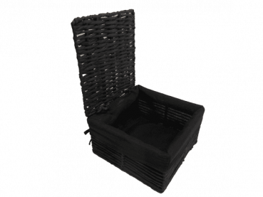 Aufbewahrungskorb mit Deckel quadratisch in schwarz