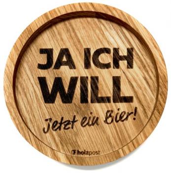 Holzpost Untersetzer aus Eiche "Will Bier"