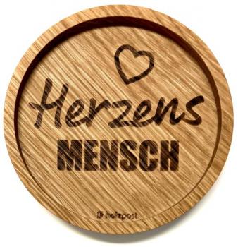 Holzpost Untersetzer aus Eiche "Herzensmensch"