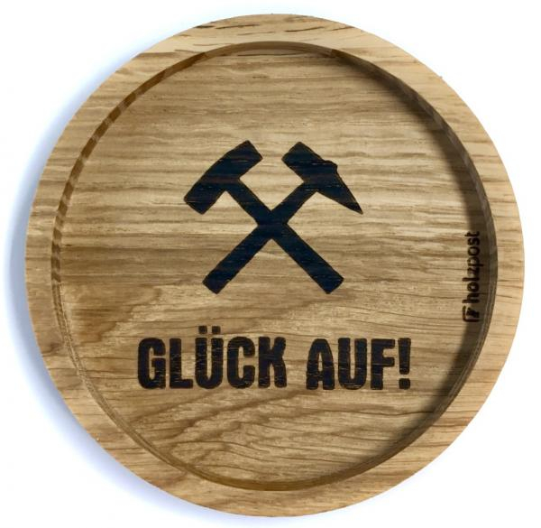 Holzpost Untersetzer aus Eiche "Glück Auf"