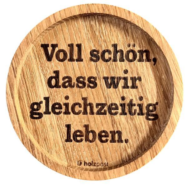 Holzpost Untersetzer aus Eiche "Gleichzeitig"    