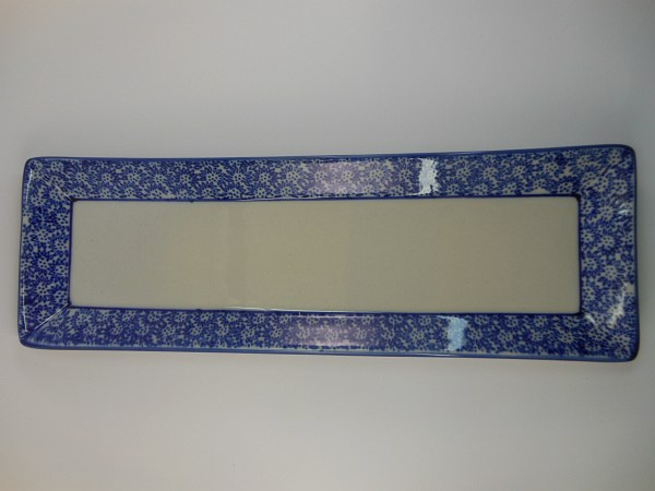 Seifenschale aus Porzellan rechteckig blau 2 versch. Dekore für 3 Seifen