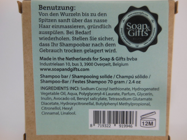 Soap & Gifts festes Shampoo für glanzloses Haar mit Avocado