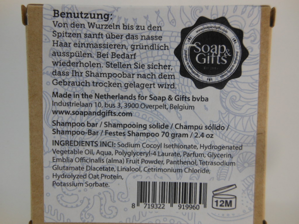 Soap & Gifts festes Shampoo mit Conditioner für strapaziertes Haar mit Amla