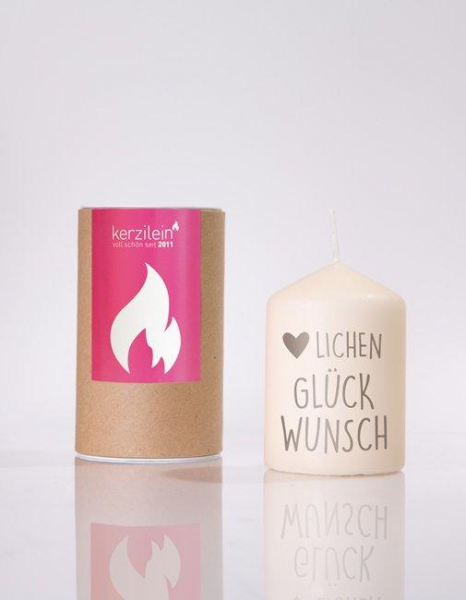 Kerzilein Flämmchen "Herzlichen Glückwunsch" creme/grau