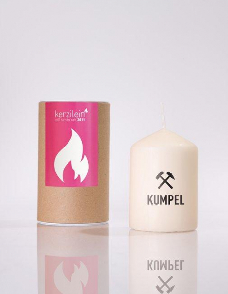 Kerzilein Flämmchen "Kumpel" creme/schwarz