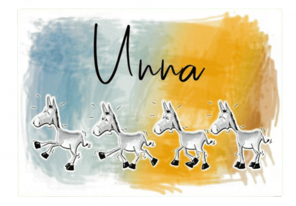Unna Souvenir Postkarte 4 Esel Design